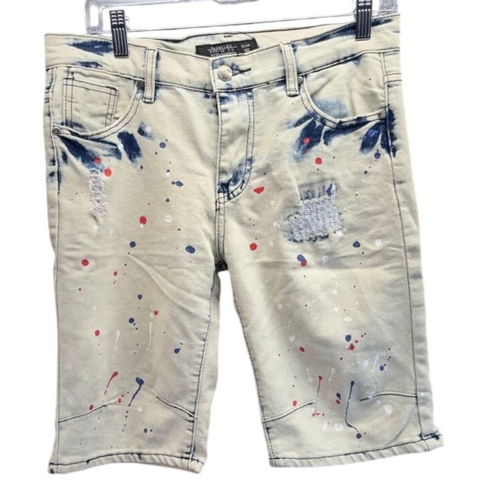 Trashed Trestles Supply Co.Paint‎ Splatter Distressed jean Shorts Sz 18 Y2K 90s